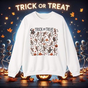 Halloween Crewneck Sweatshirt with Dancing Skeletons
